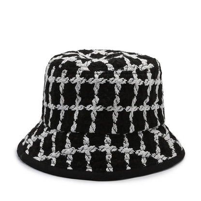 Plaid Knitted Winter Fisherman Hat