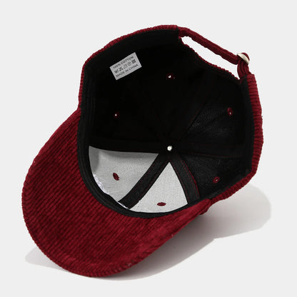 Winter Corduroy Embroidered Letter Baseball Cap