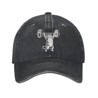 Strong Cat Weightlifting Gym Baseball Cap