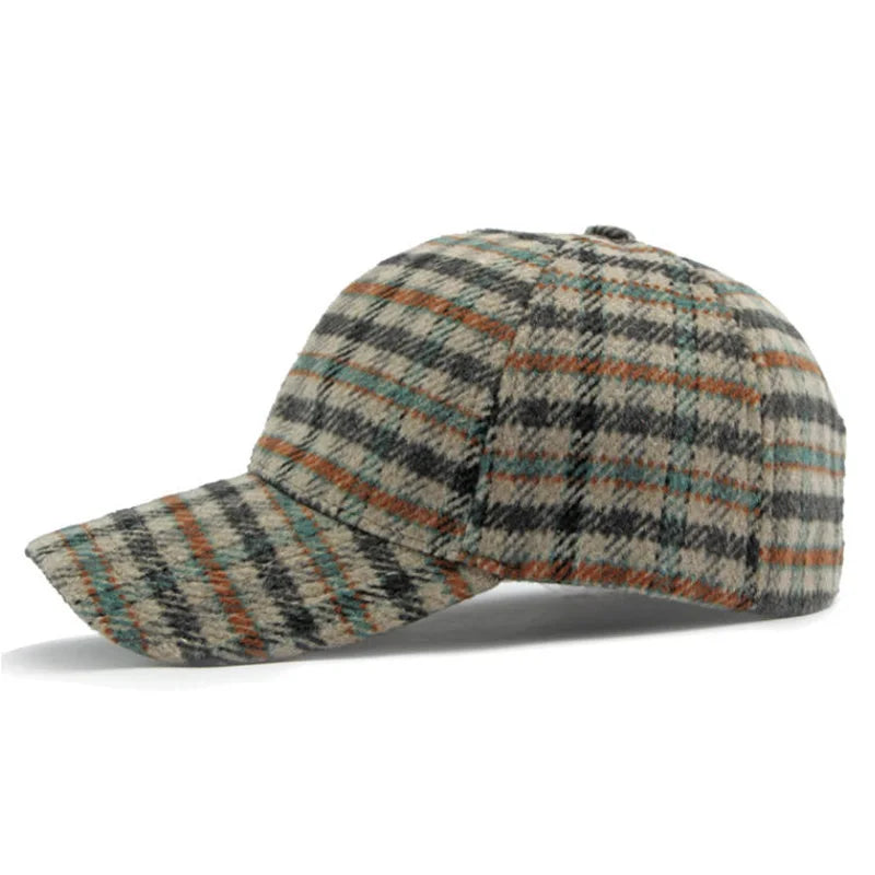 Elegant Plaid Fleece Warm Retro Snapback Cap