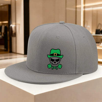 Skull Leprechaun Shamrock Print Casual Snapback Cap