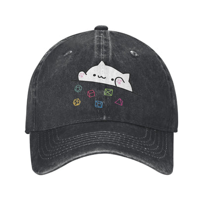 Vintage Dice Cat DnD Distressed Denim Snapback Baseball Cap
