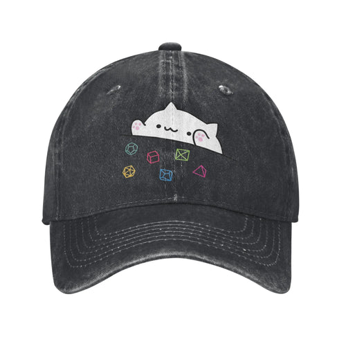 Vintage Dice Cat DnD Distressed Denim Snapback Baseball Cap