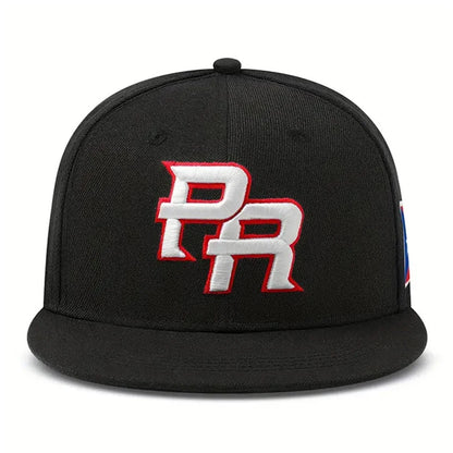 PR Side Flag Embroidered Flat Snapback Cap