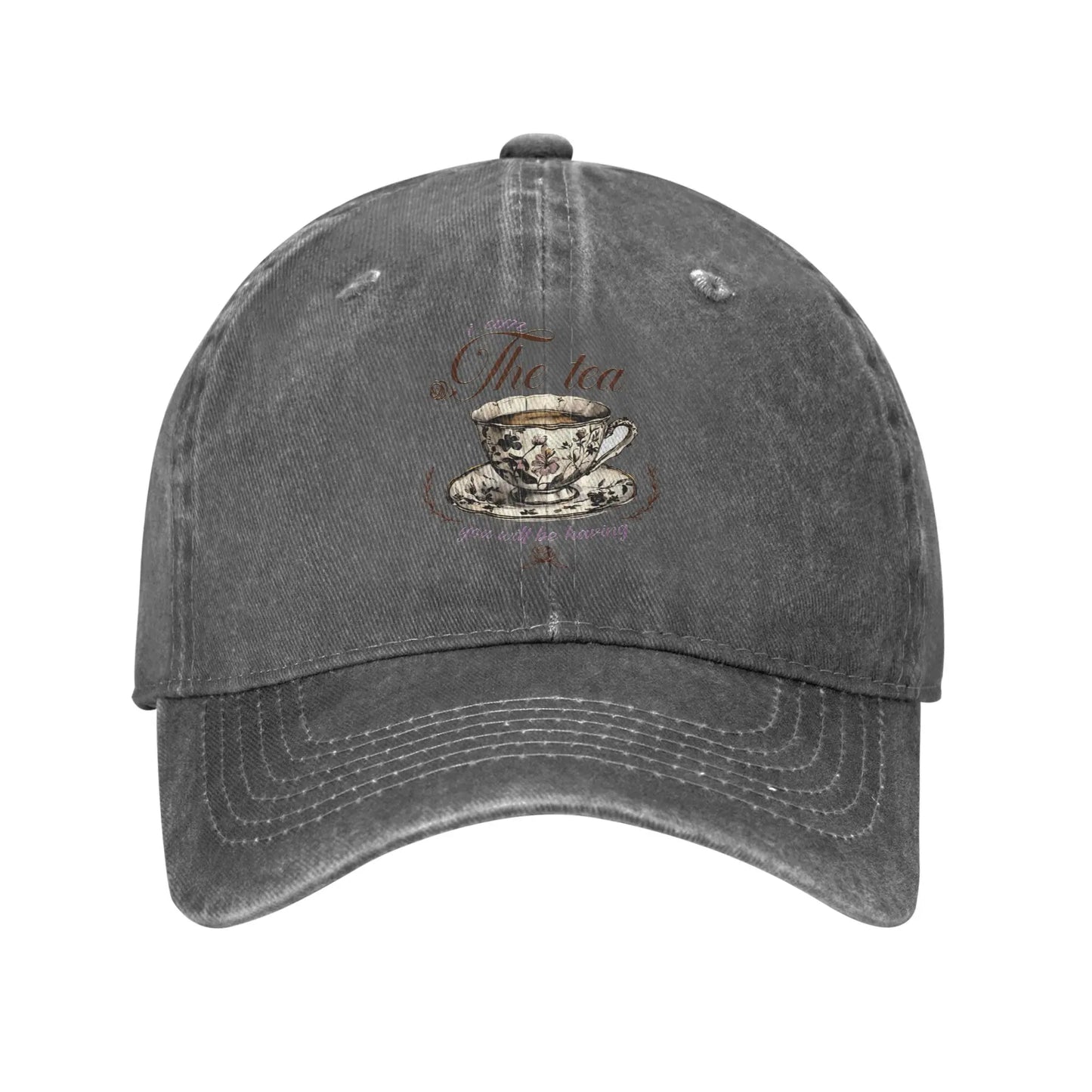 Washed "I Am The Tea" Fashion Baseball Cap