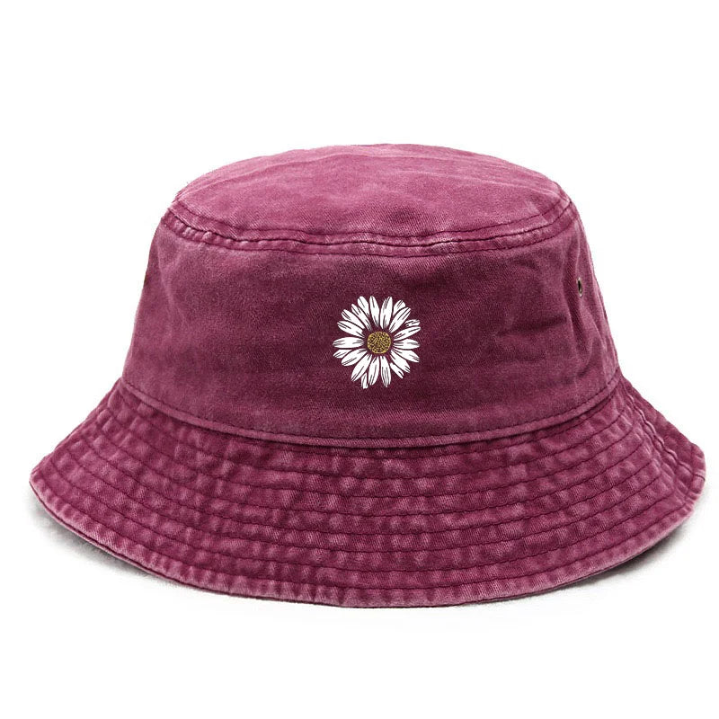 Vintage Daisy Floral Cotton Bucket Hat