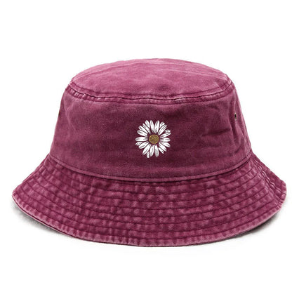 Vintage Daisy Floral Cotton Bucket Hat