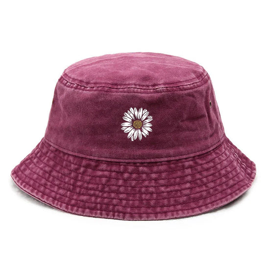 Vintage Daisy Floral Cotton Bucket Hat