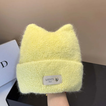 Wool Knit Winter Cat Ear Beanie