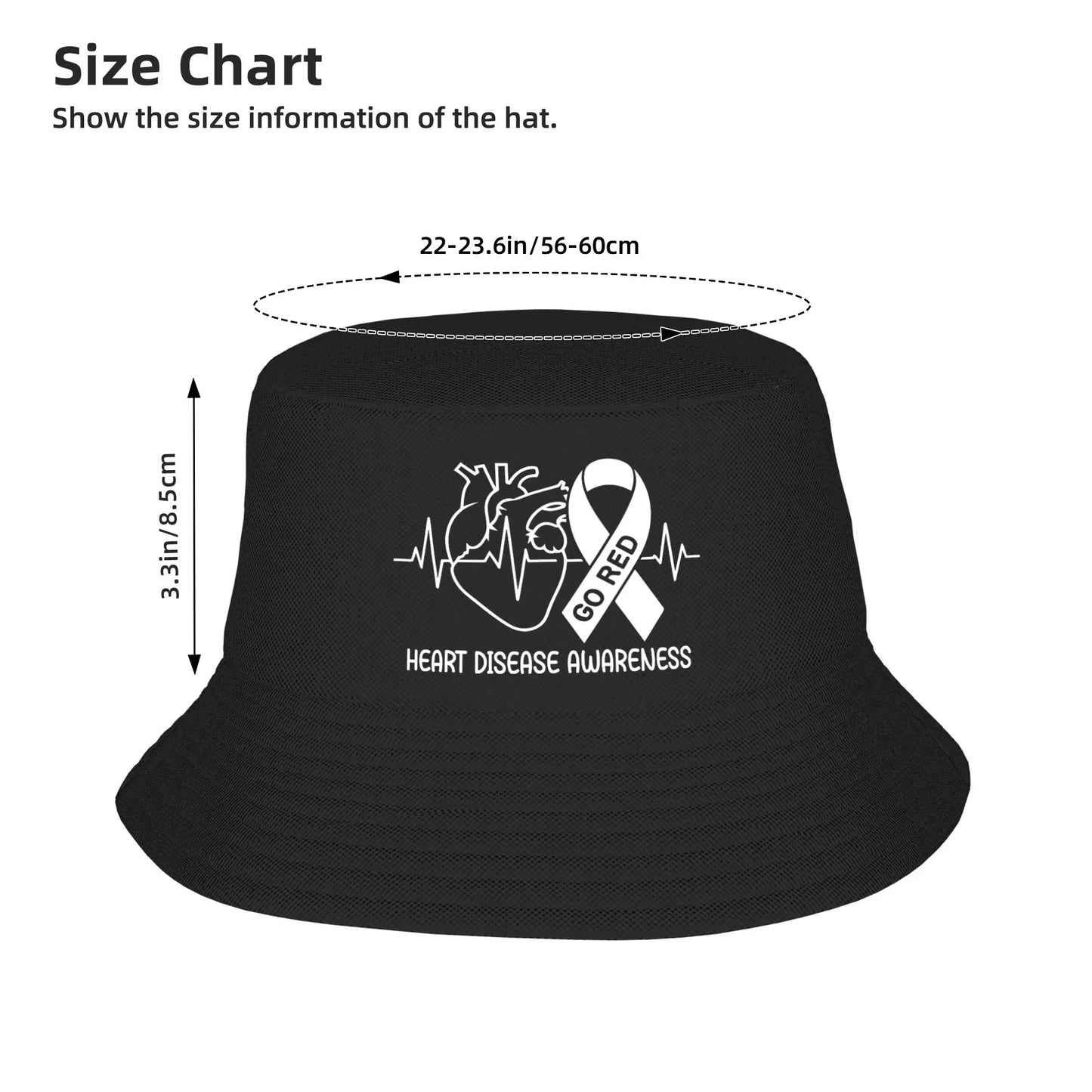 Red Heart Disease Awareness February Ribbon Bucket Hat