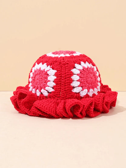 Vintage Spliced Crochet Winter Bucket Hat