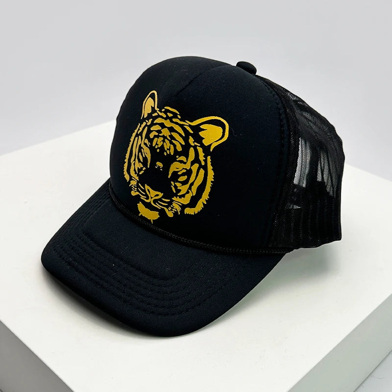 Tiger Letter Print Mesh Baseball Cap