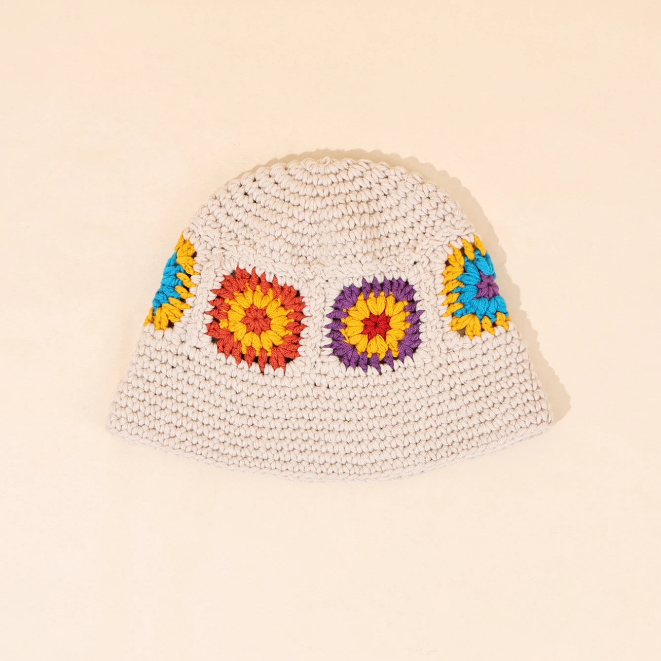 Retro Hollow Flower Knit Bucket Hat