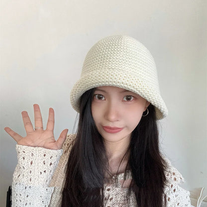 Women Thick Knit Rolled Edge Bucket Hat