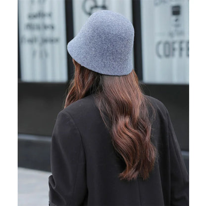 Women Vintage Felt Winter Bucket Hat