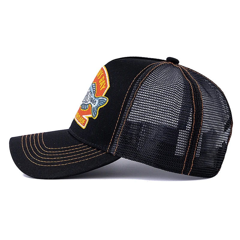 Big Fish Embroidered Mesh Trucker Fishing Cap