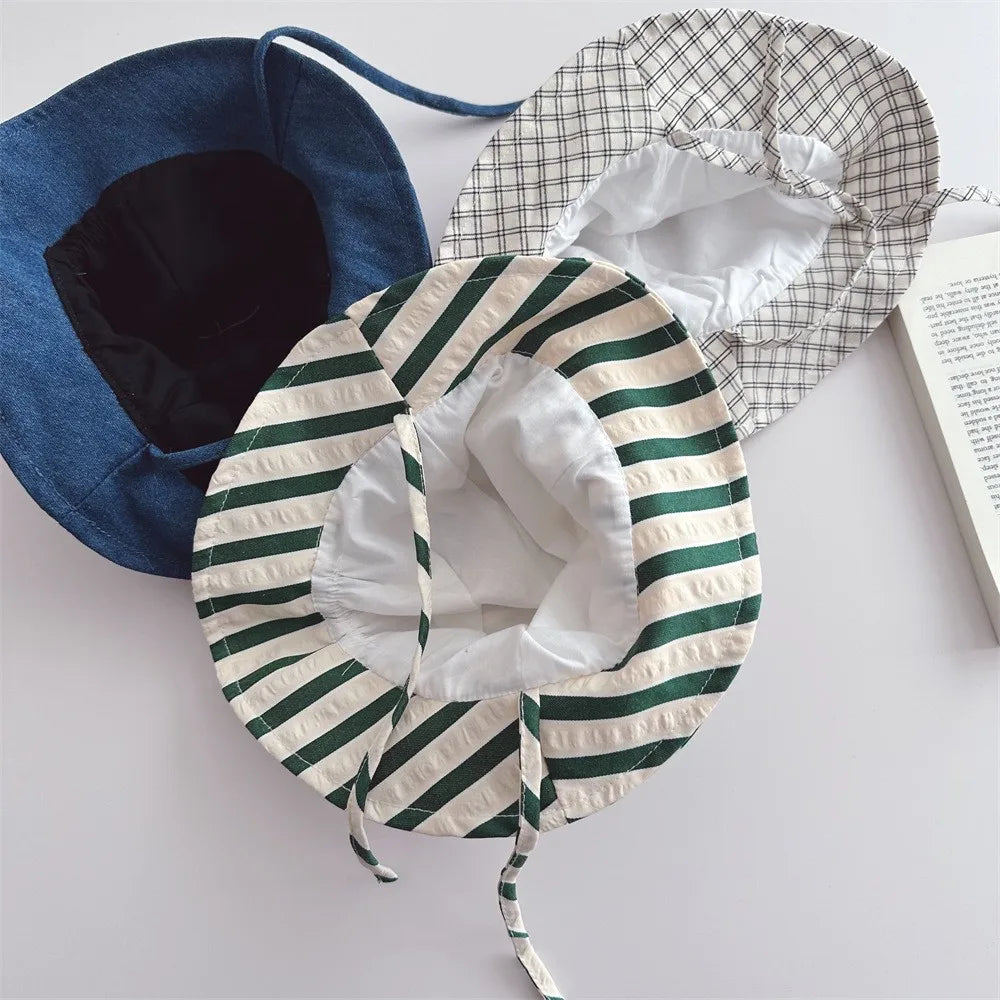 Kids Striped Cotton Fisherman Cap