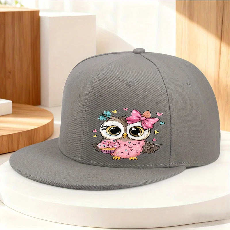 Cute Owl Cupcake Pink Bow Snapback Cap