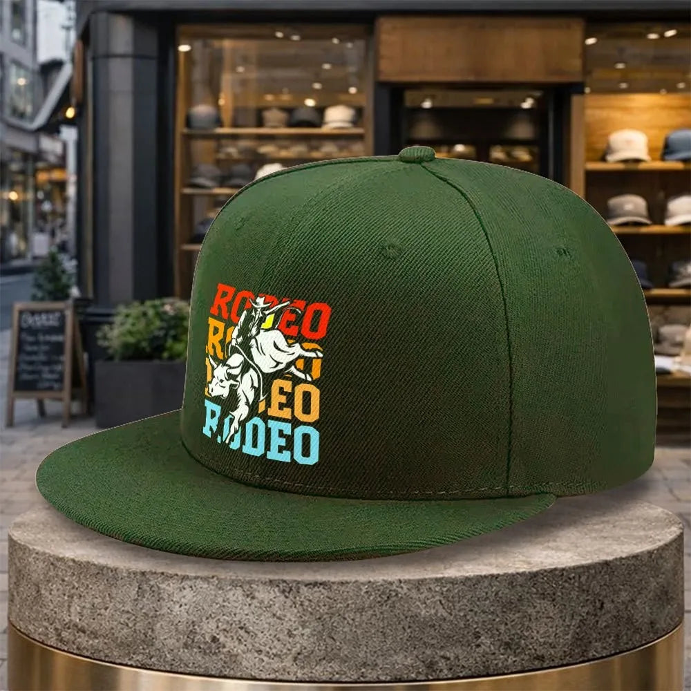 Rodeo Bull Riding Streetwear Flat Brim Snapback Cap