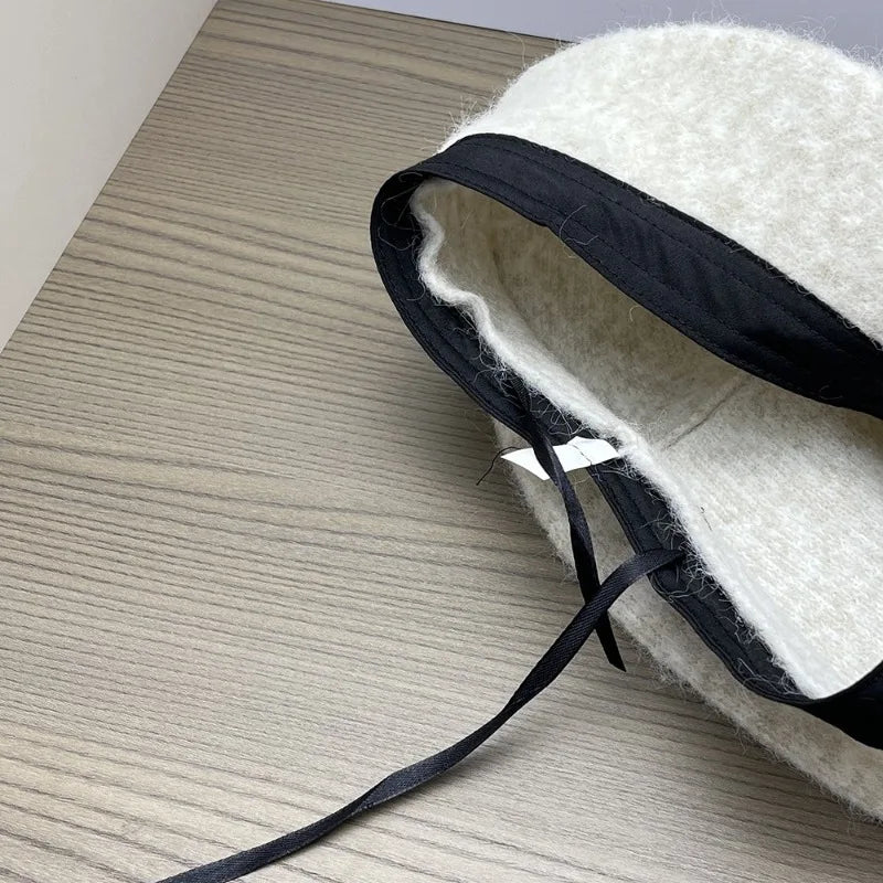 Wool Blend Knitted Plush Winter Bucket Hat