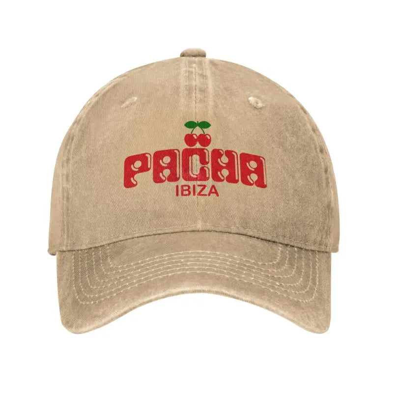 Preppy Cherry Washed Denim Baseball Cap
