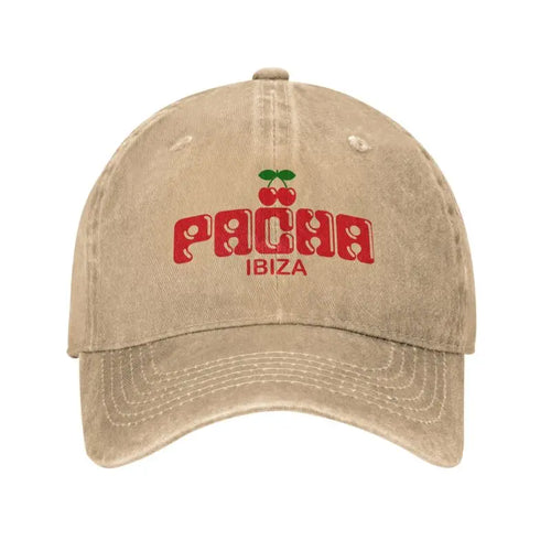 Preppy Cherry Washed Denim Baseball Cap