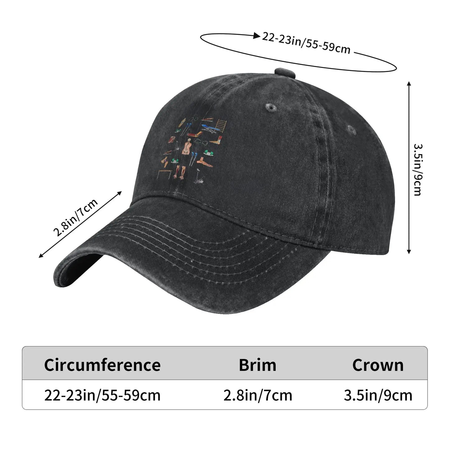 Physiotherapy ISHA Washed Denim Adjustable Baseball Cap