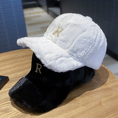 Faux Plush Warm Snapback Baseball Cap