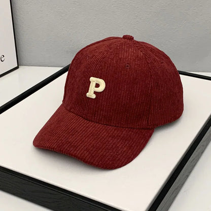 Corduroy Letter Baseball Cap