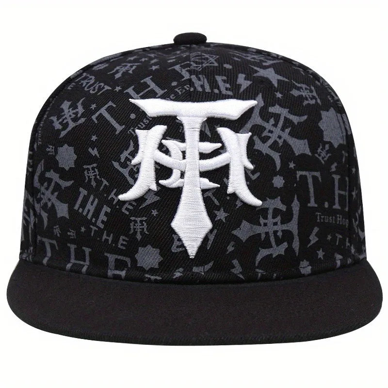 Trendy Embroidered Flat Brim Hip Hop Baseball Cap