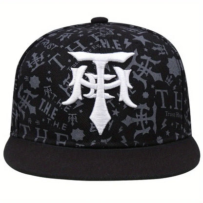 Trendy Embroidered Flat Brim Hip Hop Baseball Cap