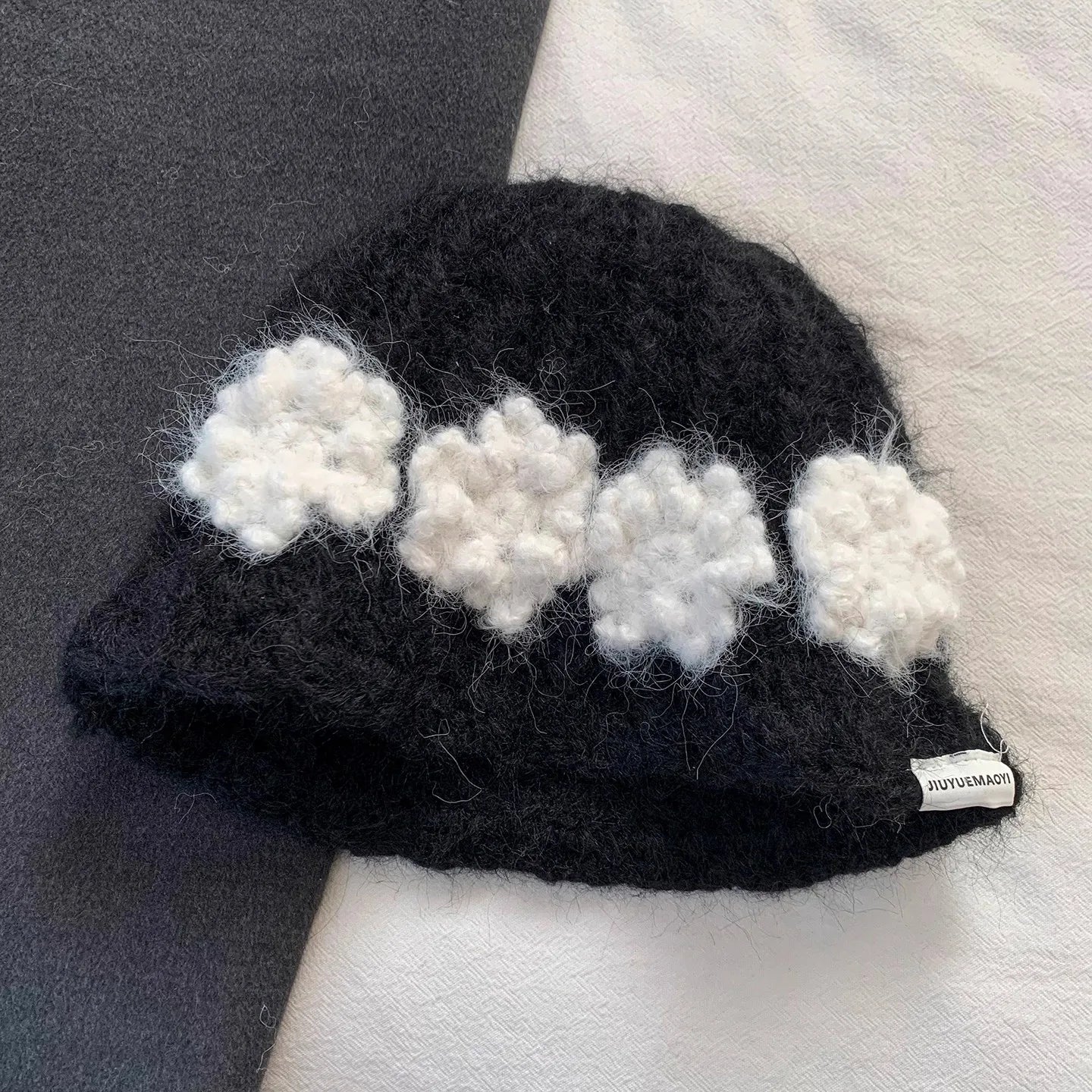 Sweet Flower Knitted Y2K Winter Bucket Hat