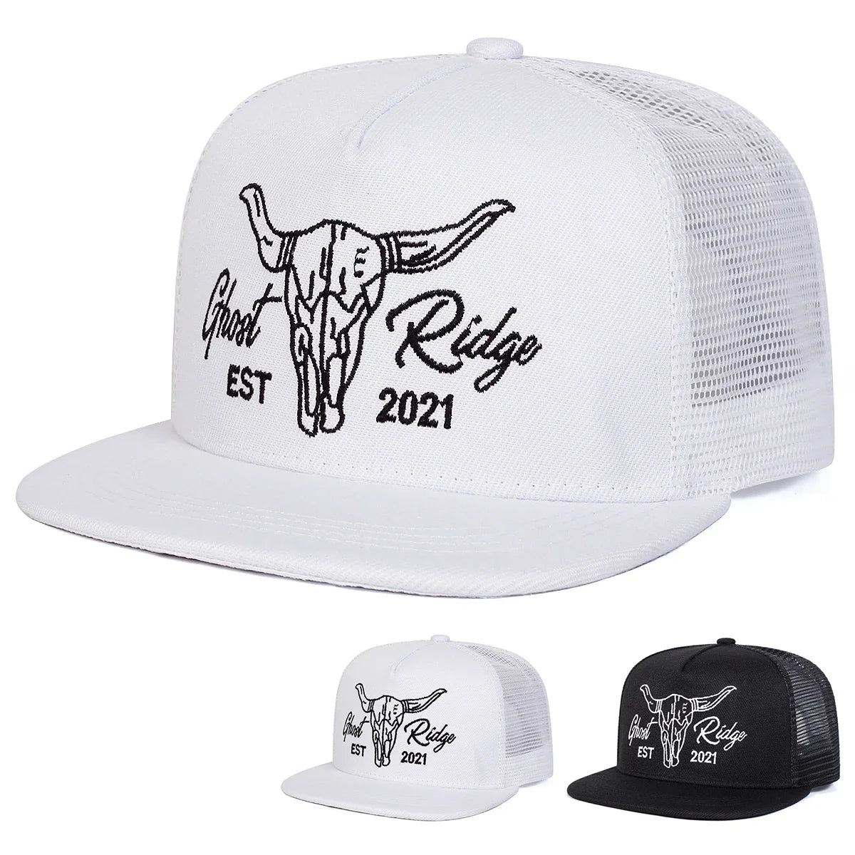 Unisex Ox Head Embroidery Hip-hop Net Hats