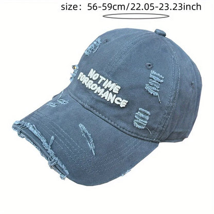 Distressed Washed 3D Embroidered Slim Visor Baseball Cap