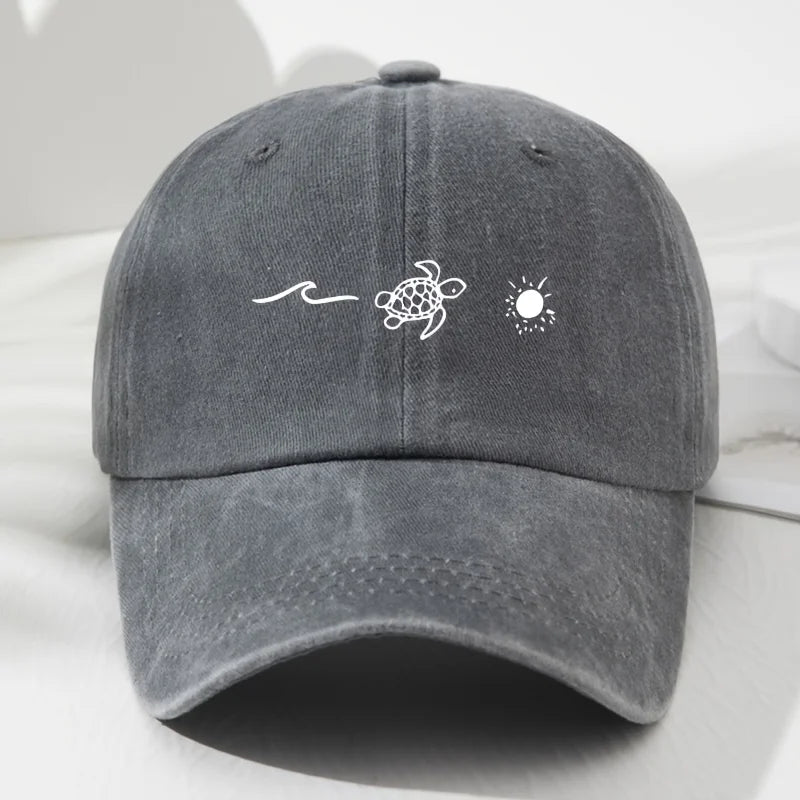 Wave Turtle Retro Baseball Cap Unisex