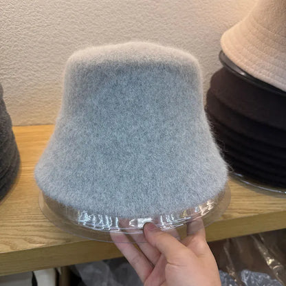 Japanese Rabbit Fur Wool Blend Bucket Hat