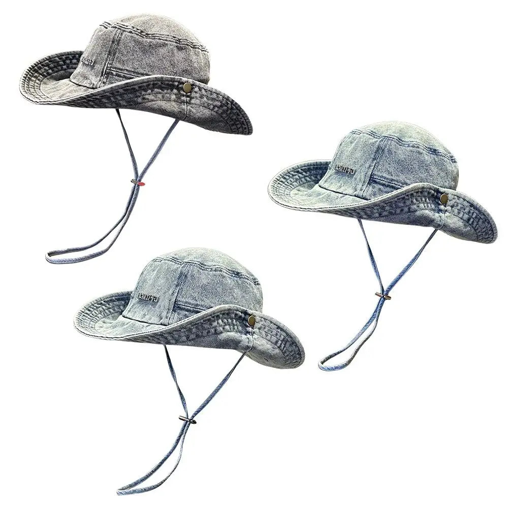 Portable Retro Denim Anti UV Bucket Hat