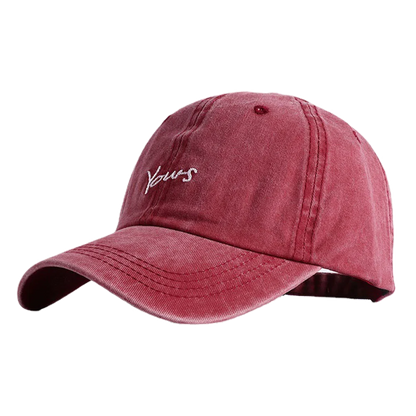 Unisex Yours Letter Embroidery Washed Cotton Baseball Cap
