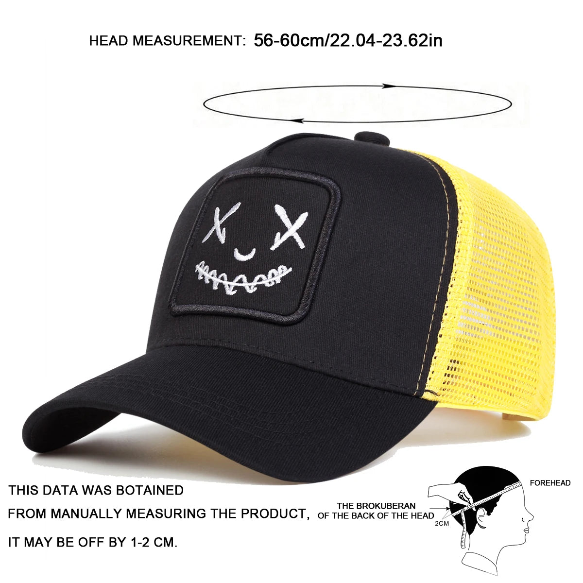 Unisex Smiling Face Embroidery Adjustable Baseball Cap