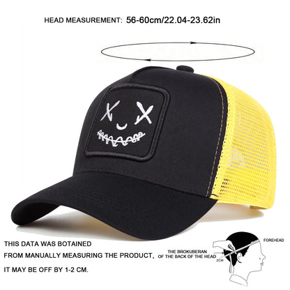 Unisex Smiling Face Embroidery Adjustable Baseball Cap