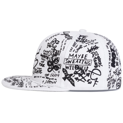 Unisex Black and white Letter Graffiti Printing Hip-hop Hats
