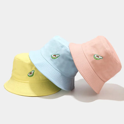 Cartoon Fruit Embroidered Cotton Bucket Hat