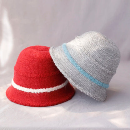 Striped Wool Knitted Bucket Hat