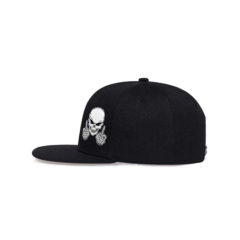 Skeleton Finger Embroidery Outdoor Snapback Cap