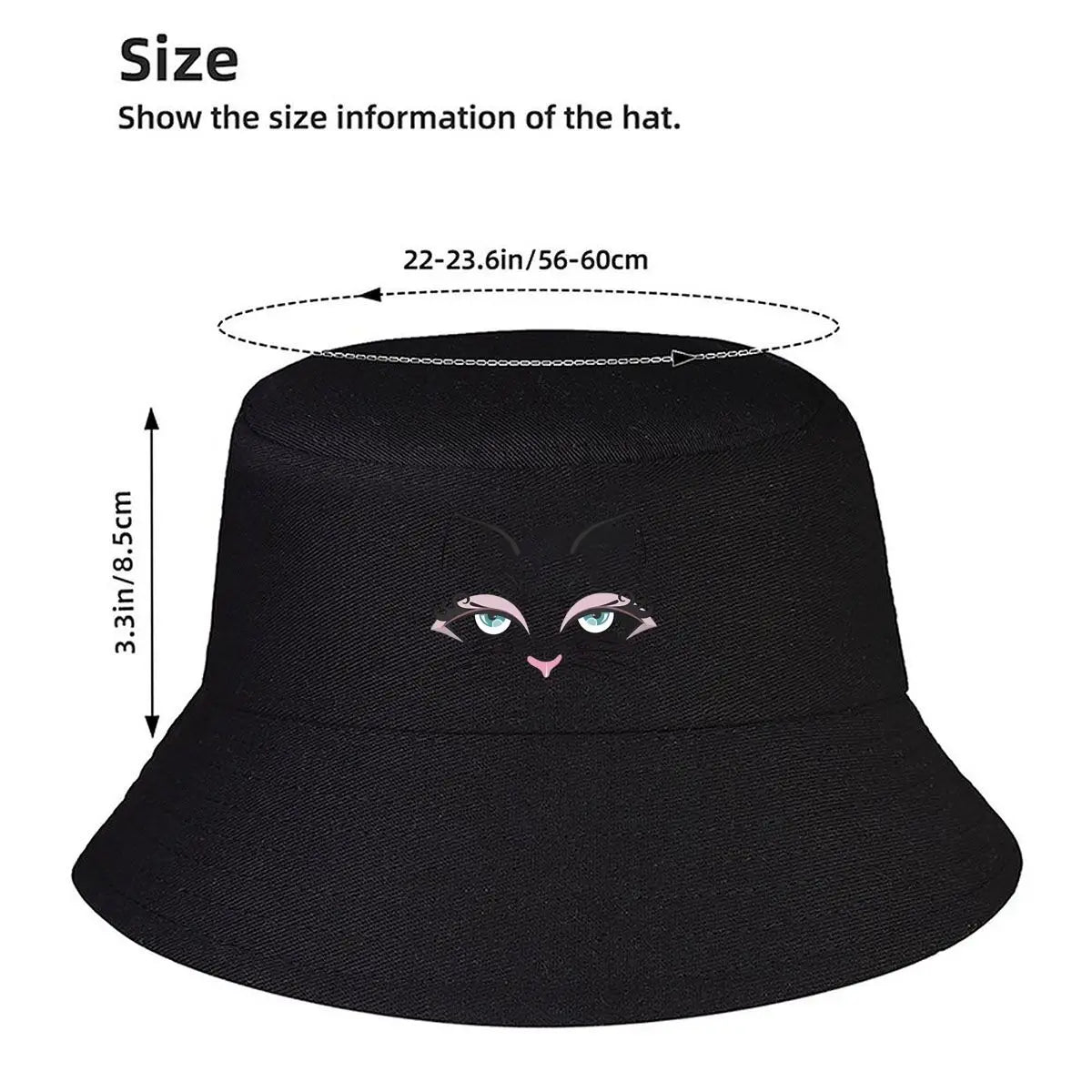 Coquette Cat Face With Eyelashes Winter Bucket Hat
