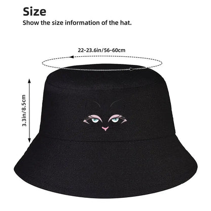 Coquette Cat Face With Eyelashes Winter Bucket Hat