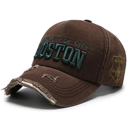 Boston Side Embroidered Hole Duckbill Baseball Cap