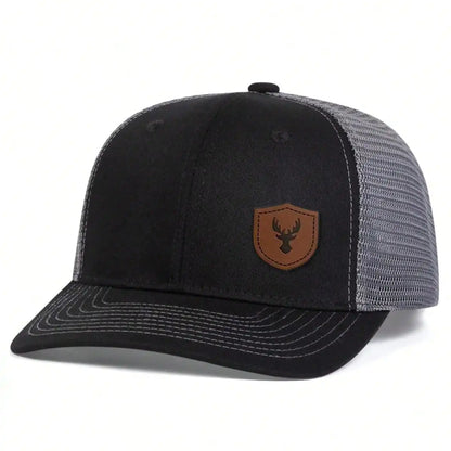 Unisex Deer Antlers Leather Label Baseball Net Caps