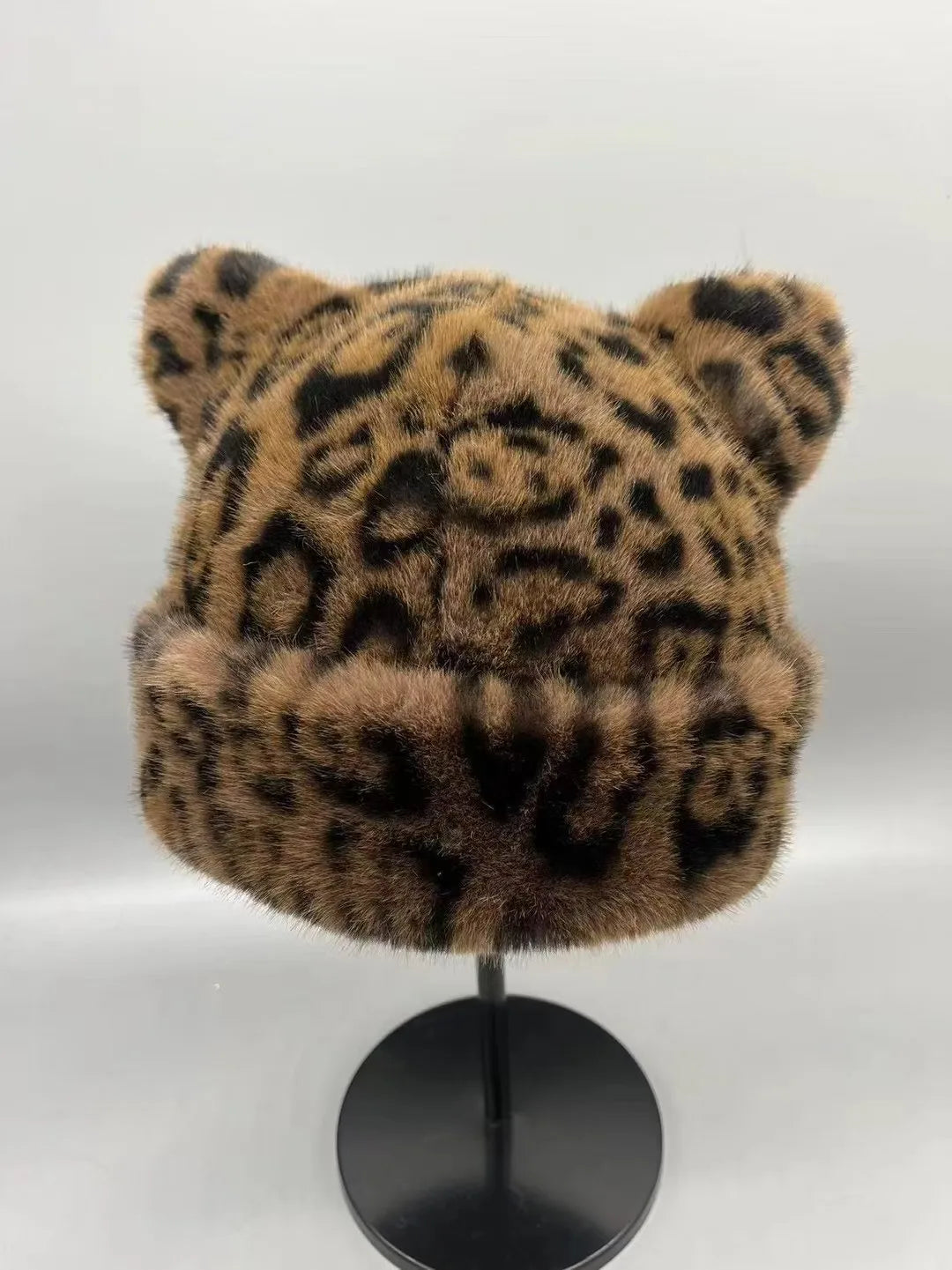Korean Leopard Plush Fur Bucket Hat