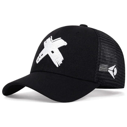 Unisex X Letter Embroidery Baseball Net Caps